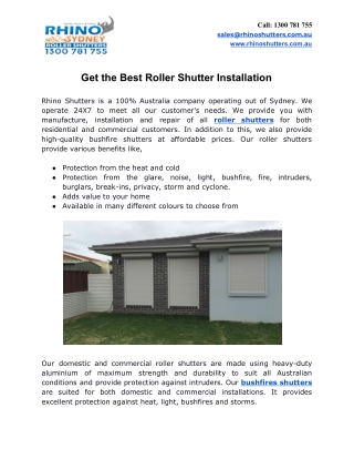 Get the Best Roller Shutter Installation