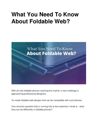 What You Need To Know About Foldable Web?