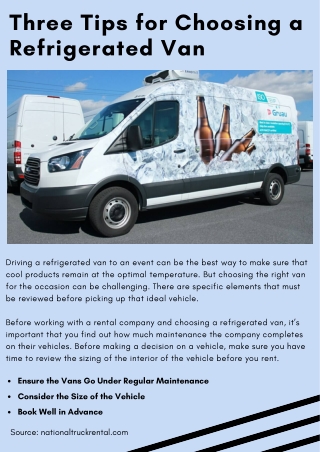 Three Tips for Choosing a Refrigerated Van