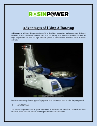 Advantages of Using A Rotovap
