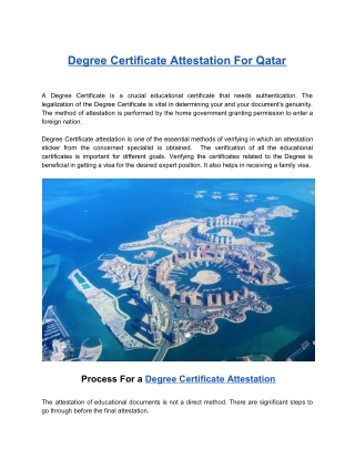 Degree Certificate Attestation For Qatar