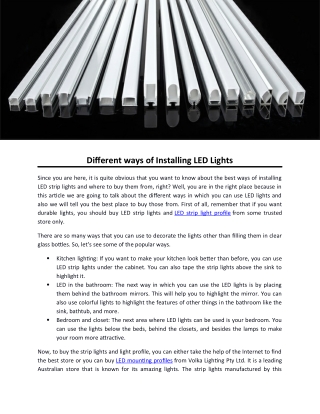 Different ways of Installing LED Lights