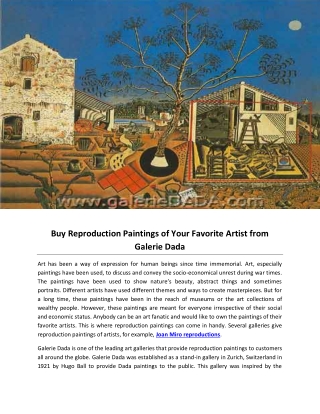 Buy Reproduction Paintings of Your Favorite Artist from Galerie Dada