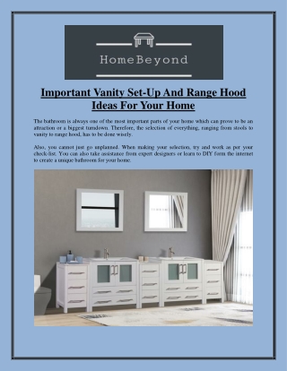 Important Vanity Set-Up And Range Hood Ideas For Your Home