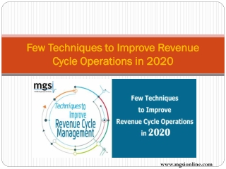 Few Techniques to Improve Revenue Cycle Management