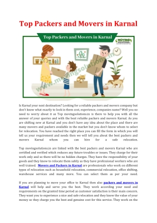 Top Packers and Movers in Karnal