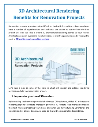 3D Architectural Rendering Benefits for Renovation Projects