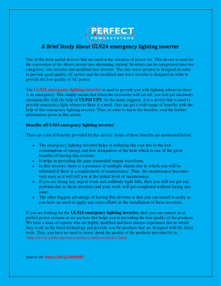 A Brief Study About UL924 emergency lighting inverter