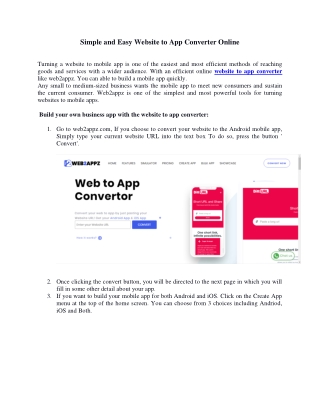 A simple and easy website to app converter