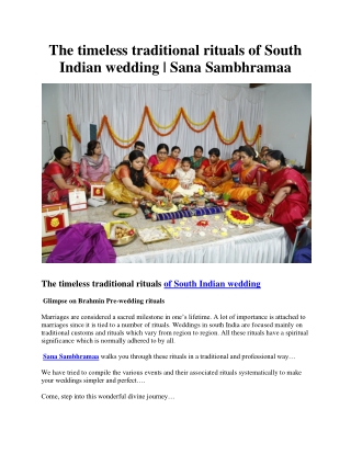 The timeless traditional rituals of South Indian wedding | Sana Sambhramaa