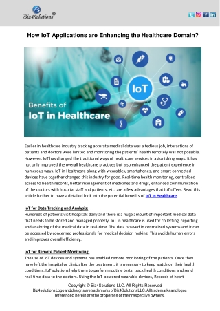 How IoT Applications are Enhancing the Healthcare Domain?