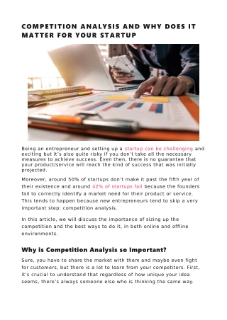 COMPETITION ANALYSIS AND WHY DOES IT MATTER FOR YOUR STARTUP