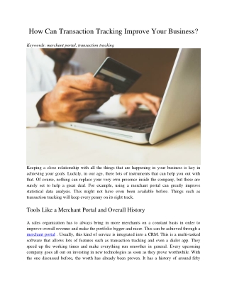 How Can Transaction Tracking Improve Your Business?