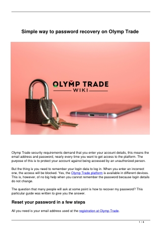 Simple way to password recovery on Olymp Trade