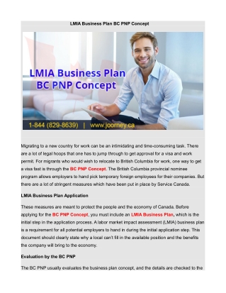 LMIA Business Plan BC PNP Concept