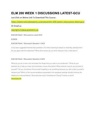 ELM 200 WEEK 1 DISCUSSIONS LATEST-GCU