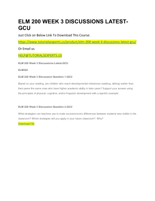 ELM 200 WEEK 3 DISCUSSIONS LATEST-GCU