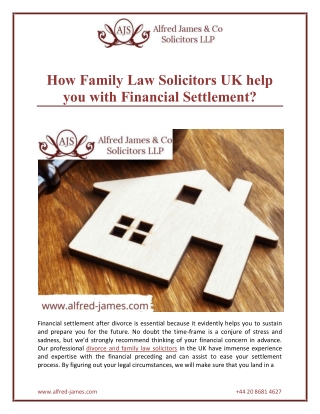 How Family Law Solicitors UK help you with Financial Settlement?