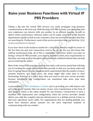 Raise your Business Functions with Virtual IP PBX Providers
