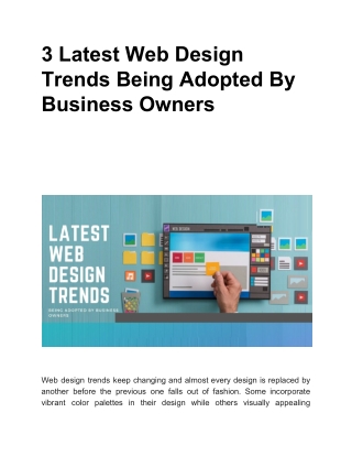 3 Latest Web Design Trends Being Adopted By Business Owners