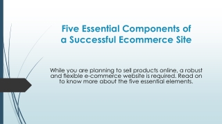 Five Essential Components of a Successful Ecommerce Site