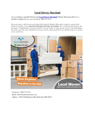 Local Movers Maryland