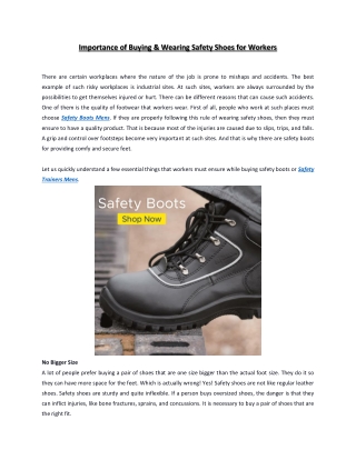 Importance of Buying & Wearing Safety Shoes for Workers