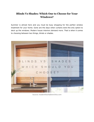 Blinds Vs Shades: Which One to Choose for Your Windows?
