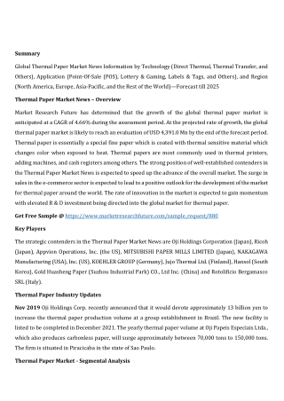 Thermal Paper Market News