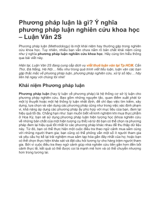 Phương pháp luận là gì? Ý nghĩa phương pháp luận nghiên cứu khoa học | Luận Văn 2S