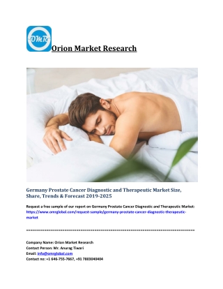 Germany Prostate Cancer Diagnostic and Therapeutic Market Size, Share, Trends & Forecast 2019-2025