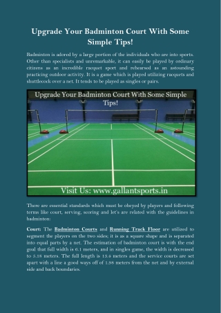 Upgrade Your Badminton Court With Some Simple Tips!