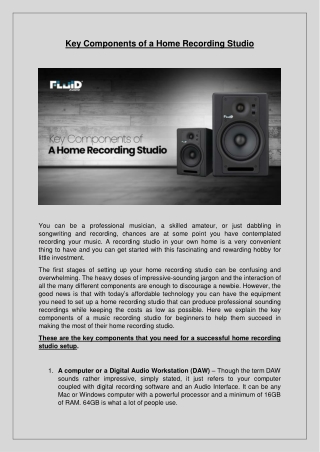 Key Components of a Home Recording Studio