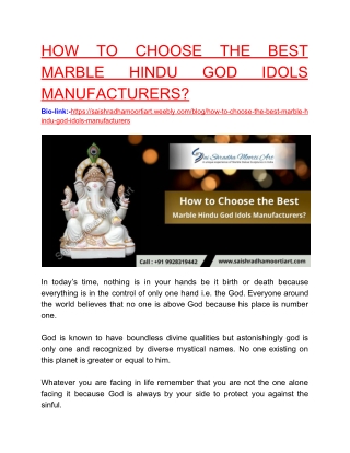 HOW TO CHOOSE THE BEST MARBLE HINDU GOD IDOLS MANUFACTURERS