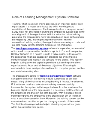 Role oF learning Management System