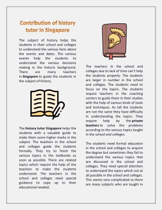 Involvement of history tutor in Singapore