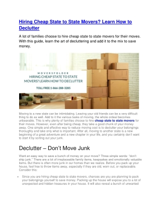 Hiring Cheap State to State Movers Learn How to Declutter