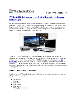 Audio Visual Rental | AV Projector Rental in Dubai