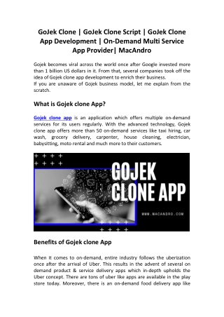 GoJek Clone Script | On-Demand Multi Service App | MacAndro