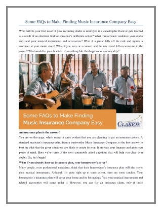 Some FAQs to Make Finding Music Insurance Company Easy