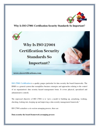 Why Is ISO 27001 Certification Security Standards So Important?