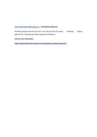 Expert Marketing Staffing Agencies - Top Marketing Agencies
