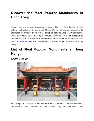 Discover the Most Popular Monuments in Hong Kong