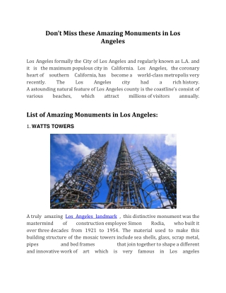 Don’t Miss these Amazing Monuments in Los Angeles