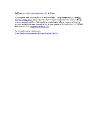 Build your best business catalog design - Sprak Design