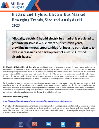 Electric and Hybrid Electric Bus Market Emerging Trends, Size and Analysis till 2023