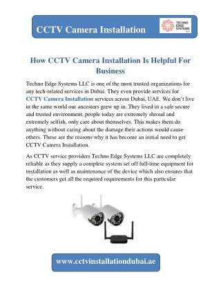 How CCTV Camera Installation Is Helpful For Business