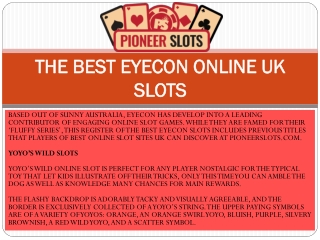 The Best Eyecon Online uk Slots