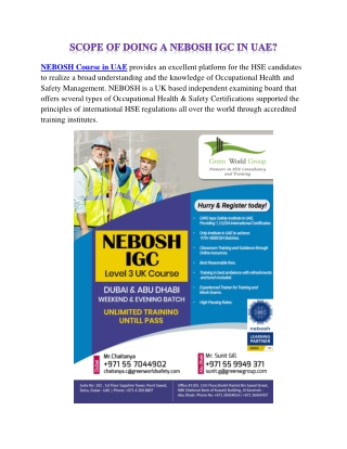 SCOPE OF DOING A NEBOSH IGC IN UAE