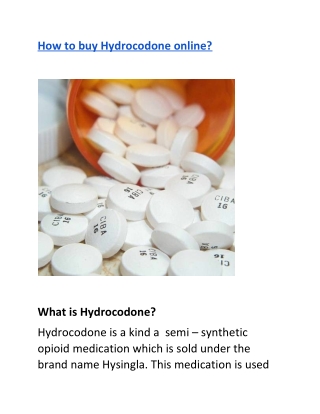 How to buy Hydrocodone online?